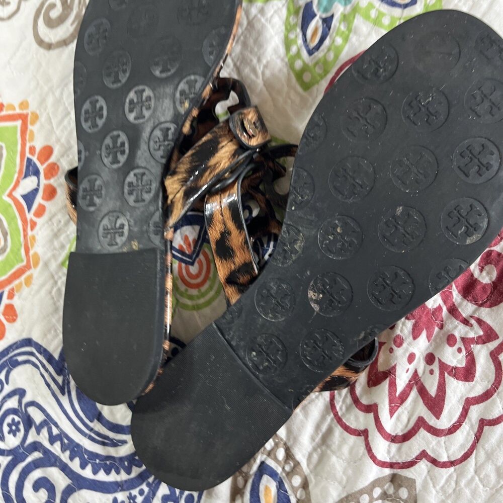 Tory Burch Women's Miller Sandals 9 Patent Leopard - Picture 5 of 10